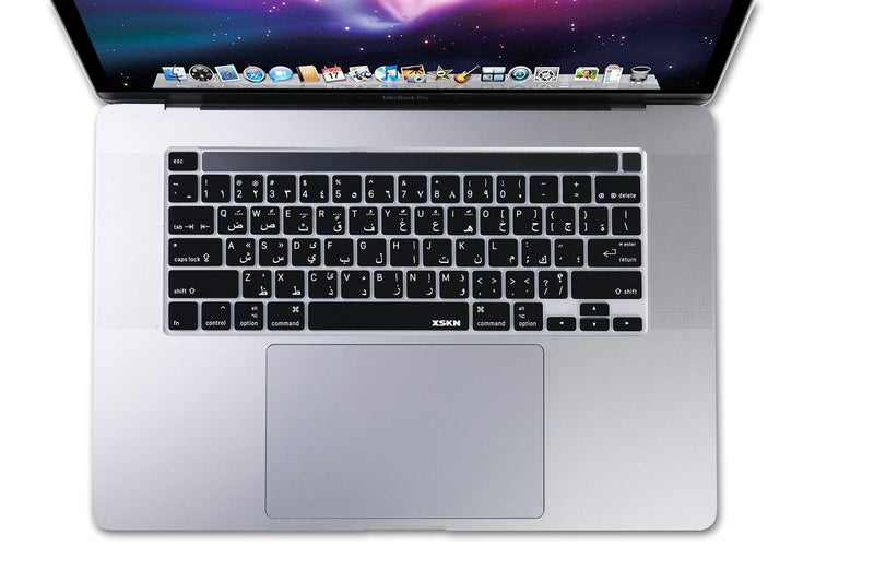 XSKN Arabic/English Bilingual Design Black Silicone Keyboard Cover Skin for 2019 New MacBook Pro 16 inch A2141 2020 New MacBook Pro 13.3 inch A2338 M1/A2251/A2289 with Touch Bar & Touch ID US Version - Image 4